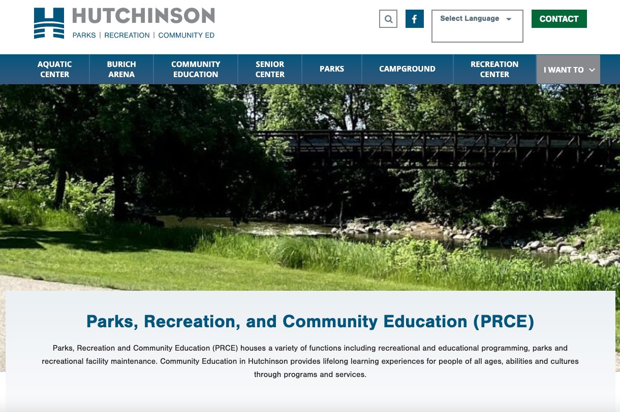 hutchinson parks & rec website