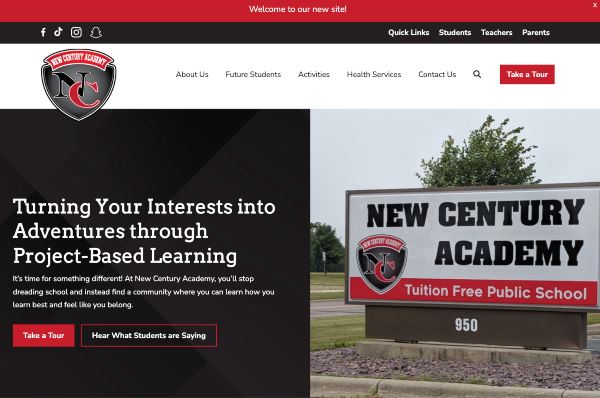 new century academy homepage