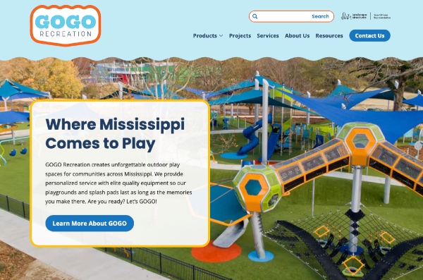 GOGO Recreation homepage.
